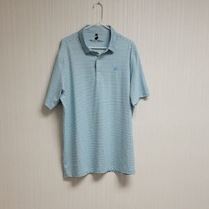 American Strutter Blue, Green, White Stripe Polo Shirt XL mens Golf Performance